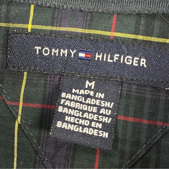 Tommy Hilfiger Plaid Ruffle Cuff Trim Button Front Shirt Green Navy Medium - Picture 11 of 15
